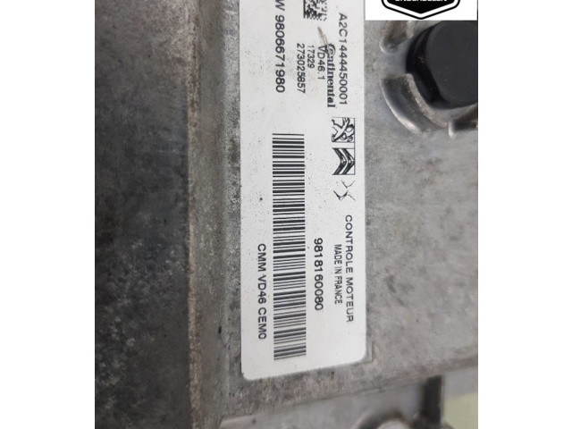 Řídící jednotka 9818160080, 9818160080   Peugeot 2008 I 2018