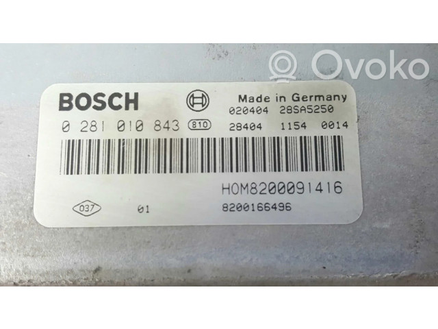 Řídící jednotka 0281010843, 8200166496   Renault Scenic RX 2002