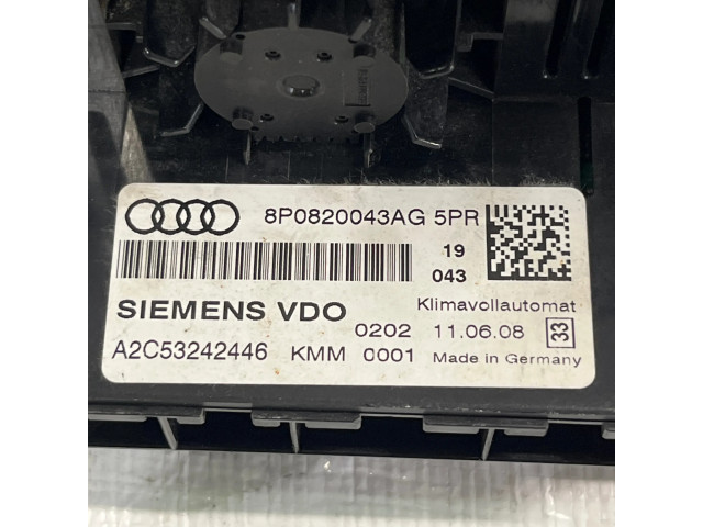 Блок управления климат-контролем 8P0820043AG, A2C53242446   Audi A3 S3 8P