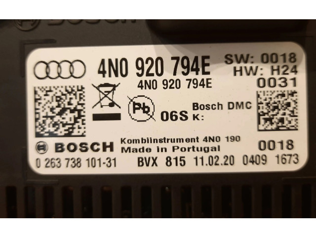 Přístrojová deska  Audi A8 S8 D5 2017 4N0920794E, 4N0920794E  