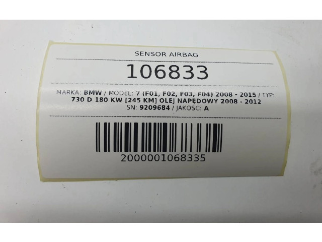 Блок подушек безопасности 9209684   BMW 7 F01 F02 F03 F04
