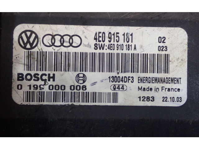 Блок управления 4E0915181, 4E0915181   Audi A8 S8 D3 4E