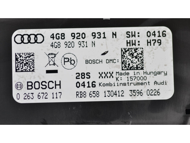 Přístrojová deska  Audi A6 S6 C7 4G 2012 4G8920931N, 0263672117  