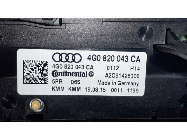 Блок управления климат-контролем 4G0820043CA, A2C91426000   Audi A6 C7