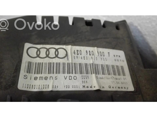 Přístrojová deska  Audi A8 S8 D3 4E 2007 4E0920900F, 4E0910900  