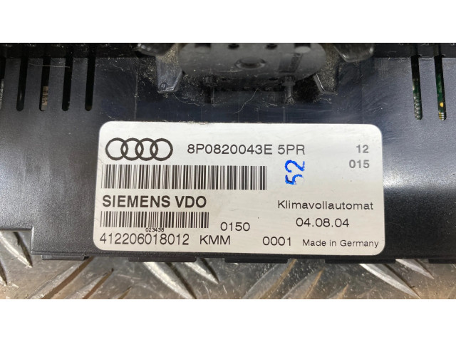 Блок управления климат-контролем 8P0820043E, 412206018012   Audi A3 S3 8P