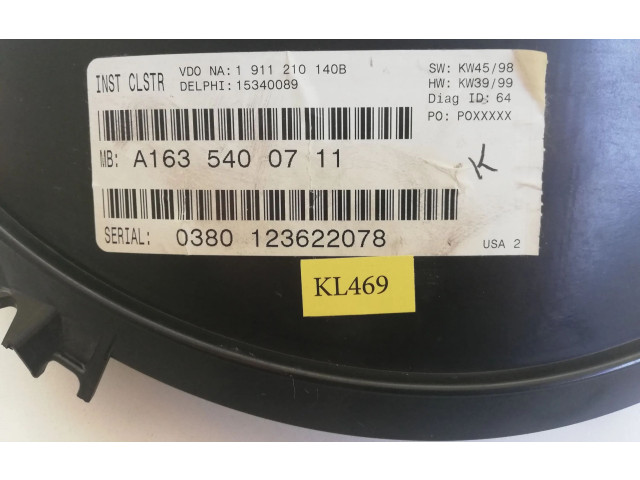 Přístrojová deska  Mercedes-Benz ML W163 2000 A1635400711, KL469  