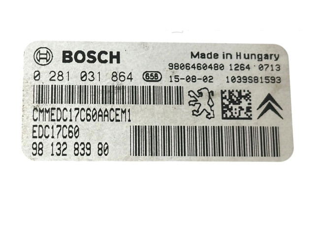 Řídící jednotka 9806460480, 9813283980   Peugeot 3008 II 2016