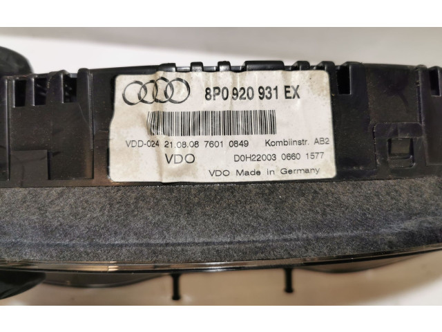 Přístrojová deska  Audi A3 S3 A3 Sportback 8P 2007 8P0920931EX  