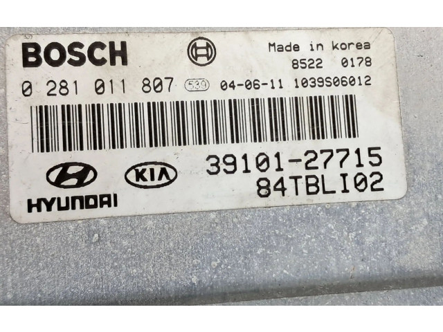 Блок управления двигателя 3910127715, 0281011807   Hyundai Getz