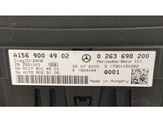 Панель приборов A1569004902, 0263698200   Mercedes-Benz GLA W156       