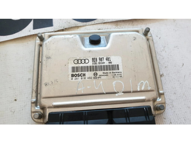 Блок управления двигателя 8E0907401, 0281010492   Audi A4 S4 B5 8D