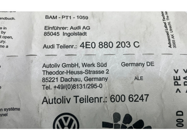 Подушка безопасности пассажира 4E0880203C, 6006247   Audi A8 S8 D3 4E