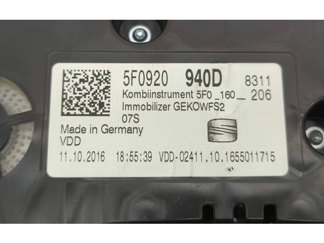 Панель приборов 5F0920940D, 5F0160206   Seat Ateca       