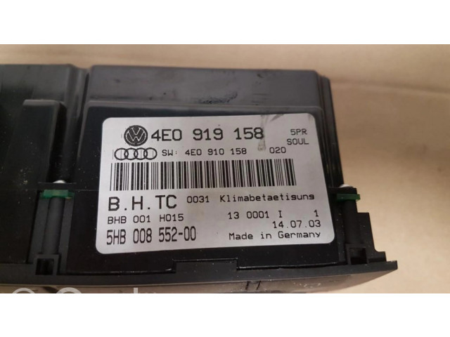 Блок управления климат-контролем 4E0919158, 4E0910158   Audi A8 S8 D3 4E