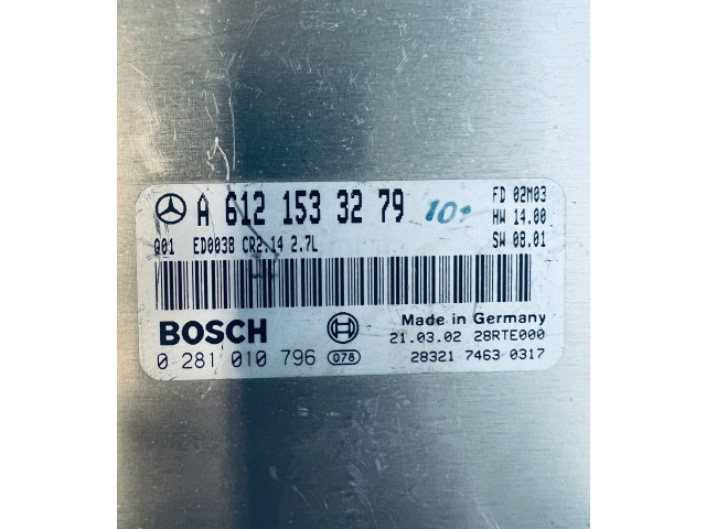 Řídící jednotka A6121533279, 0281010796   Mercedes-Benz ML W163 2003