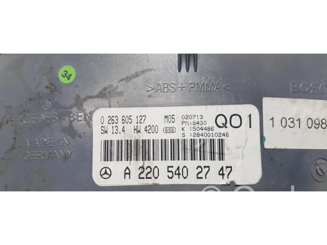 Přístrojová deska  Mercedes-Benz S W220  A2205402747, CUADROINSTRUMENTOS  
