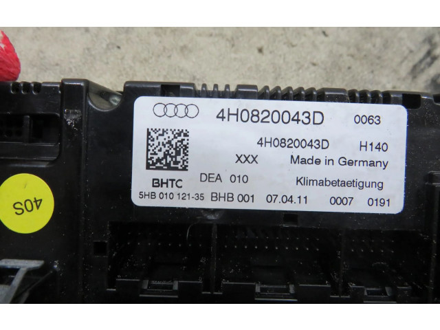 Блок управления климат-контролем 4H0820043D   Audi A8 S8 D4 4H