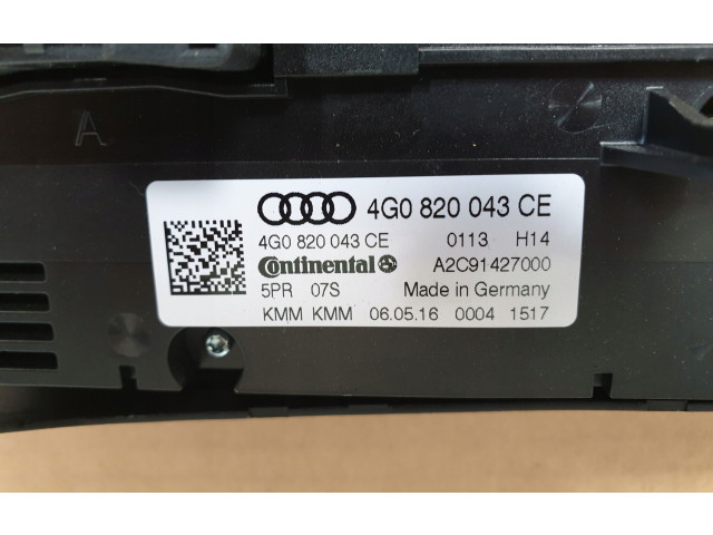 Блок управления климат-контролем 4G0820043CE, 4G0820043CE   Audi A6 S6 C7 4G