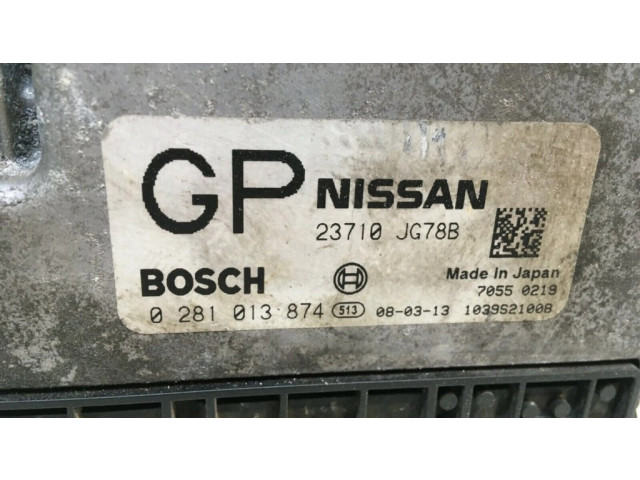Блок управления двигателем Блок управления 23710JG78B, 0281013874   Nissan X-Trail T31