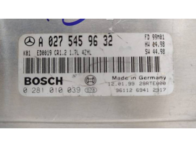 Řídící jednotka A0275459632, 28RTE000   Mercedes-Benz A W168 2000