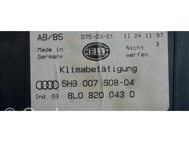 Блок управления климат-контролем 5HB00760904, 8L0820043D   Audi A3 S3 8L