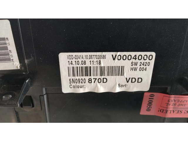 Přístrojová deska  Volkswagen Tiguan 2010 5N0920870D, V0004000  