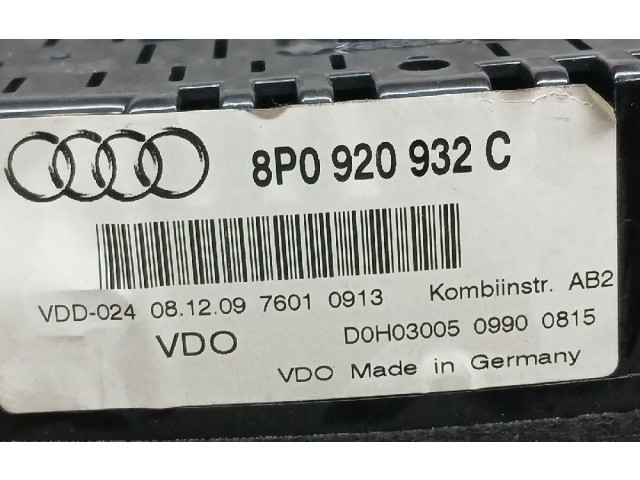 Přístrojová deska  Audi A3 S3 8P 2003 8P0920932C, 110080403008  