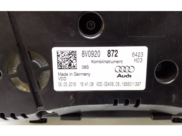 Přístrojová deska  Audi A3 S3 8V 2016 8V0920872, A2C94972900  