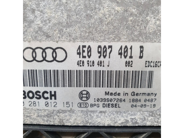 Блок управления двигателя 4E0907401B, 4E0910401J   Audi A8 S8 D3 4E