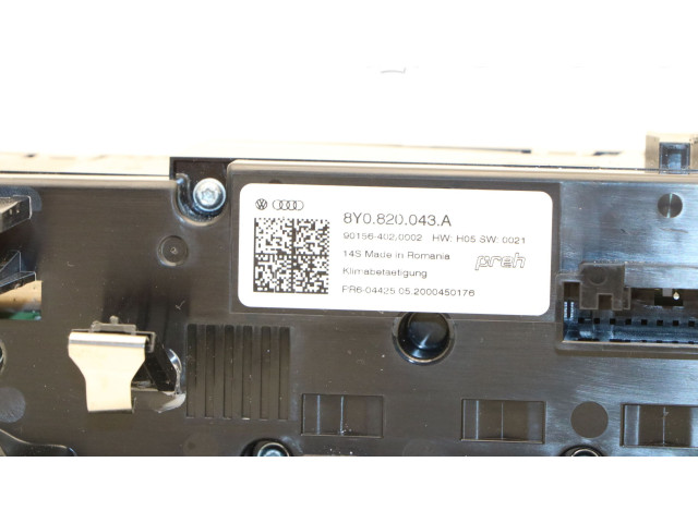 Блок управления климат-контролем 8Y0820043A, 8Y0820043   Audi A3 8Y