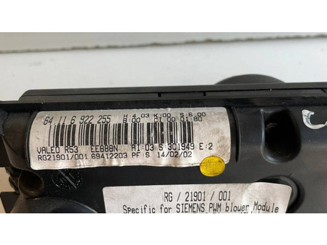 Блок управления климат-контролем 6922255, 69412203   Mini Cooper Hatch Hardtop