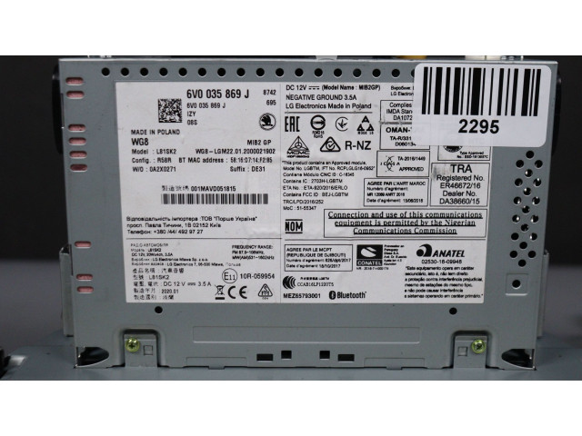 Радио/ проигрыватель CD/DVD / навигация 6V0035869J   Skoda Fabia Mk3 (NJ)