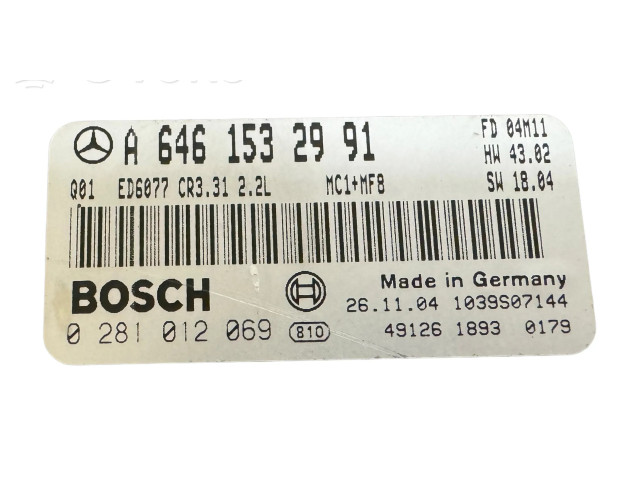Řídící jednotka A6461532991, 1039S07144   Mercedes-Benz Vito Viano W639 2005