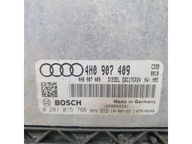 Блок управления двигателя 4H0907409, 0281015766   Audi A8 S8 D4 4H