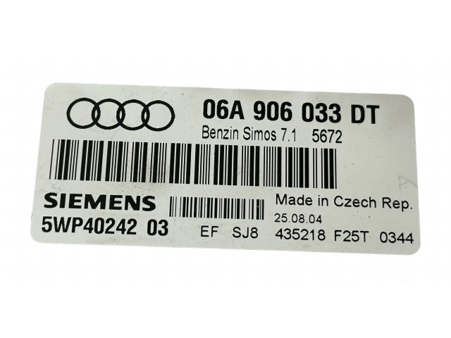 Блок управления двигателя 06A906033DT, 5WP4024203   Audi A3 S3 8P