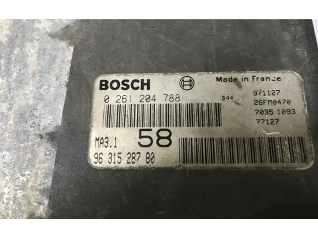 Řídící jednotka 9631528780, 0261204788   Peugeot 106 