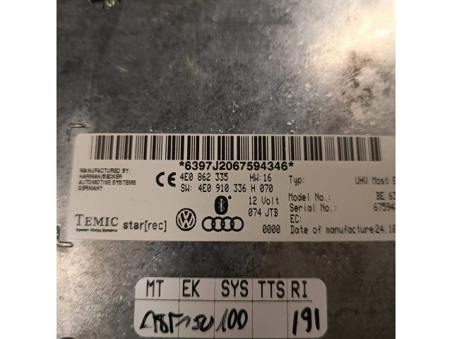 Блок управления 4E0862335, 4E0910336H   Audi Q7 4L