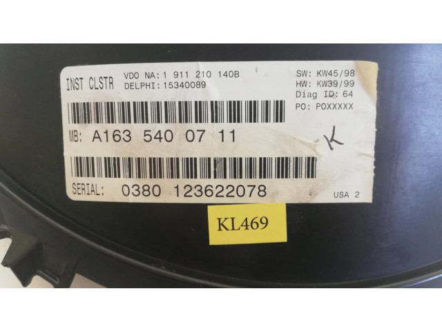 Přístrojová deska  Mercedes-Benz ML W163 2000 A1635400711, KL469  