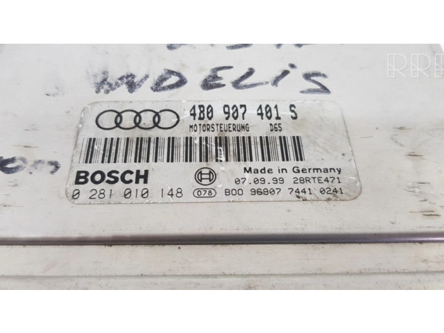 Блок управления двигателя 4B0907401S, 0281010148   Audi A4 S4 B5 8D