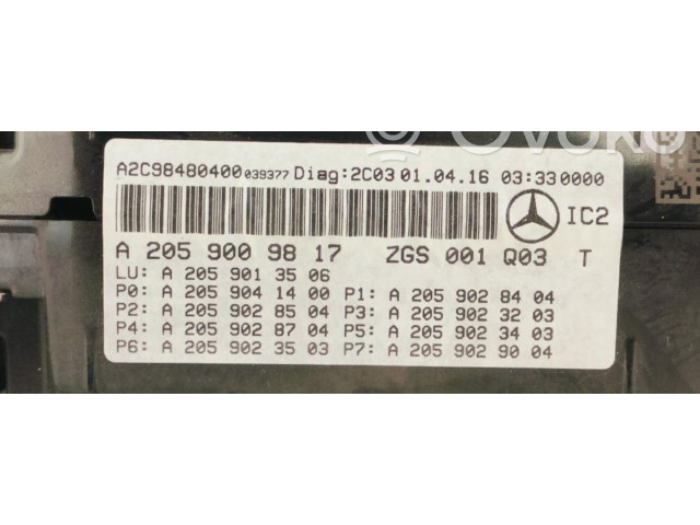 Přístrojová deska  Mercedes-Benz C W205 2014 A2059028404  