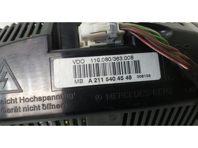 Přístrojová deska  Mercedes-Benz E W211 2007 A2115404548, 110080363008  