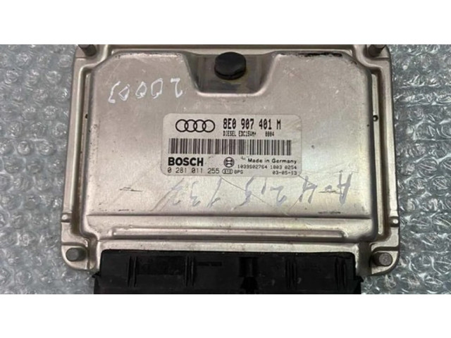 Блок управления двигателя 0281011255, 8E0907401M   Audi A4 S4 B6 8E 8H