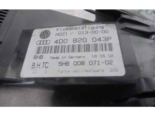 Блок управления климат-контролем 4D0820043P, 5HB00807102   Audi A8 S8 D2 4D