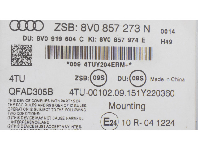 Дисплей    8V0857974E, 8V0857273N   Audi A3 S3 8V