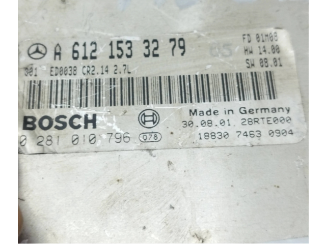 Řídící jednotka A6121533279, 0281010796   Mercedes-Benz ML W163 2004