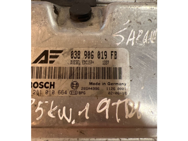 Řídící jednotka 038906019FB, 28SA4996   Volkswagen Sharan 2003