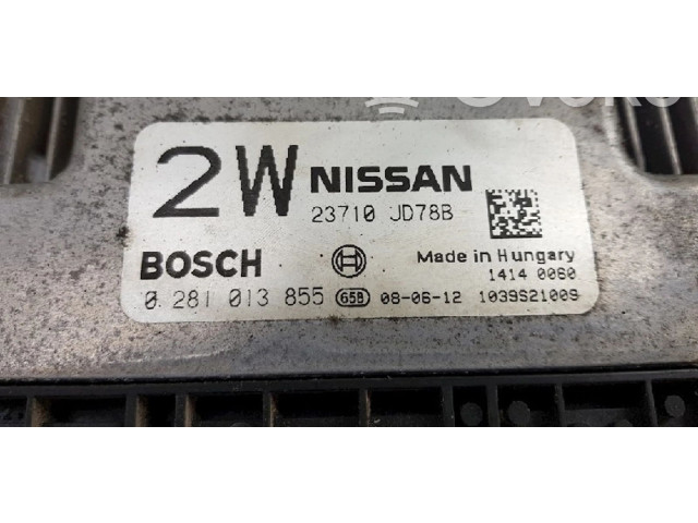 Řídící jednotka 23710JD78B, 0281013855   Nissan Qashqai 2008
