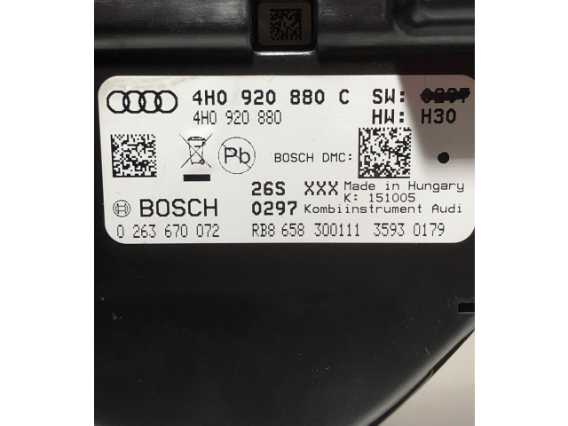Přístrojová deska  Audi A8 S8 D4 4H 2011 4H0920880C, 4H0920880  