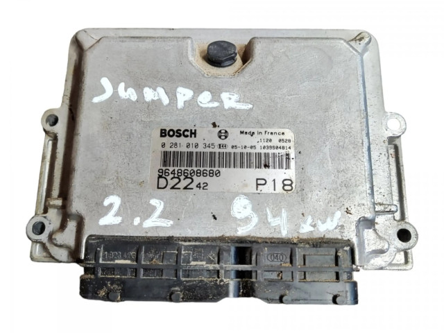 Блок управления двигателя 9648608680, 0281010345   Citroen Jumper